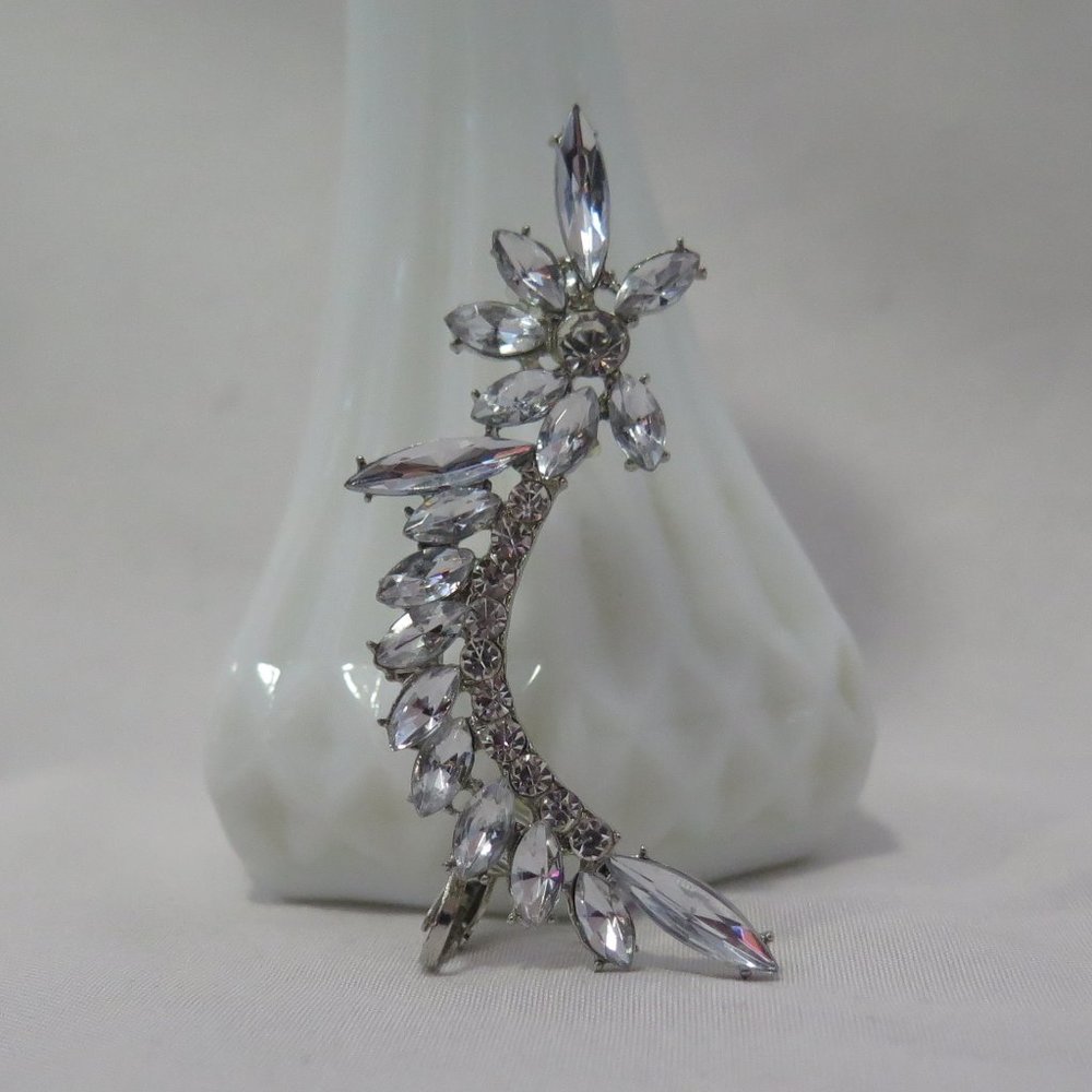 Silver Tone Rhinestone Crystal Ear Crawler - Picture 3 of 5